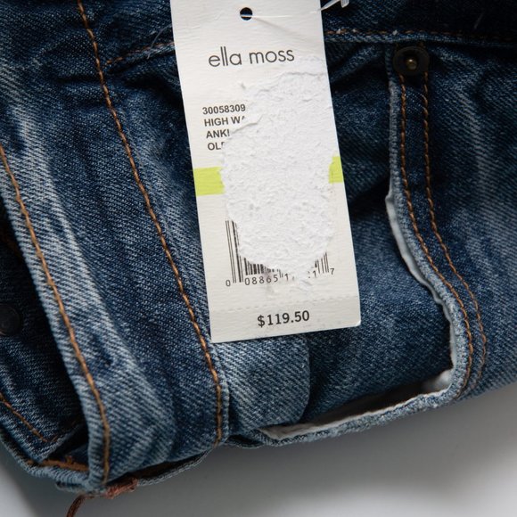 Ella Moss Jeans Straight High Waisted Cropped Vintage Inspired Denim Blue 30 New - Picture 8 of 10